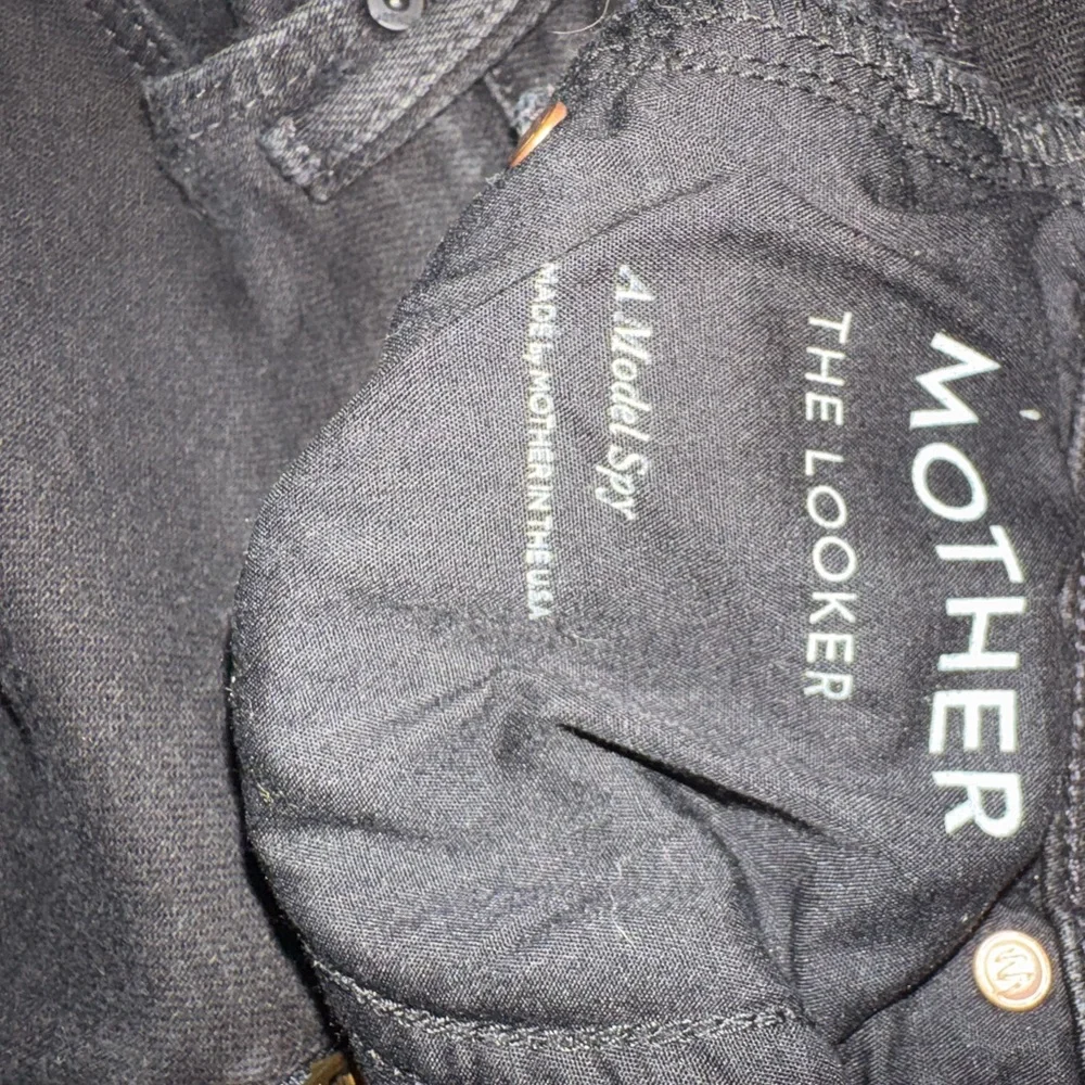 MOTHER The Looker Step Fray Black Skinny Jeans Size 28 High Rise Raw Hem